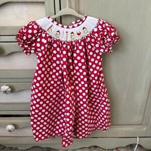 Red Polka Dot Dress with Embroidered Collar